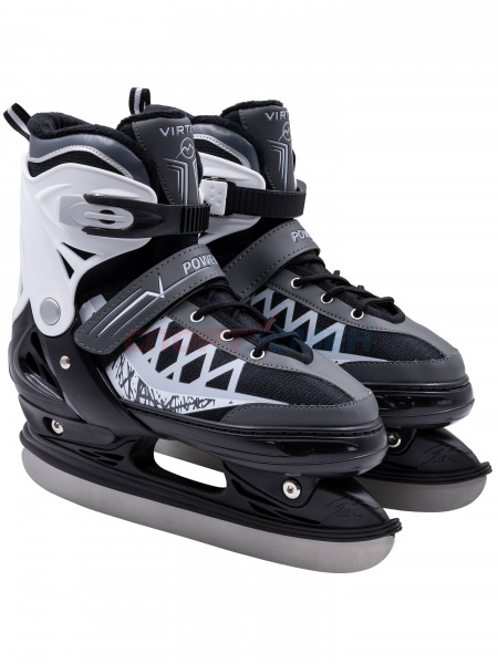 Коньки ледовые раздвижные Virtey POWER BW-166  р.31-40 цв.серый