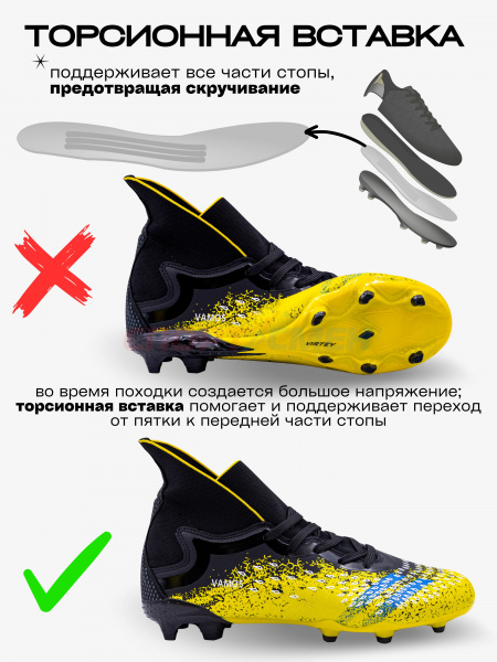 Бутсы Virtey 21093 VAMOS р.33-45 цв.сине-желто-черный