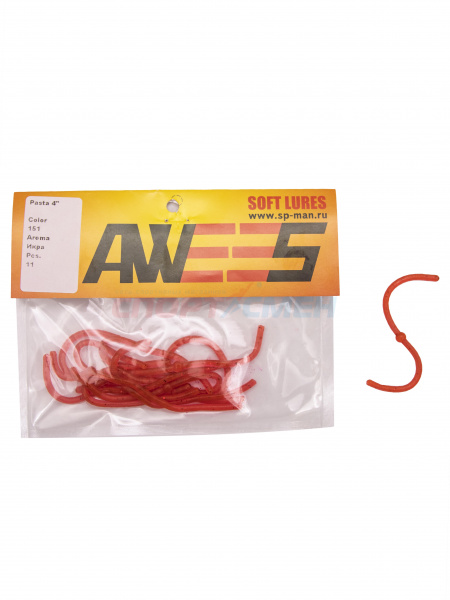 Приманка силиконовая AWEES Pasta 4" (уп.11шт) цв.красный