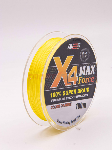 Шнур плетёный MaxForce X4 жёлтый 100м