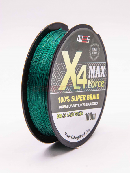 Шнур плетёный MaxForce X4 зелёный 100м