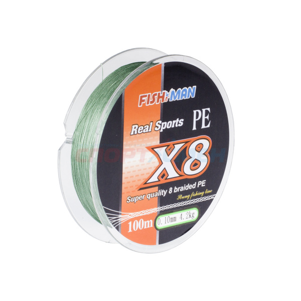 Шнур плетёный FishMan Real Sports X8 PE зеленый 100м цв.зеленый