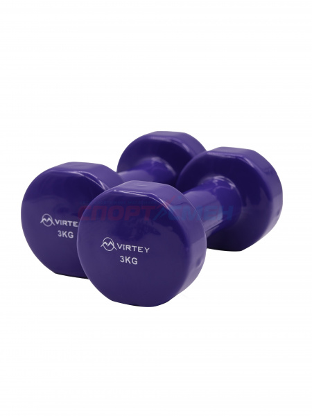 Гантель Virtey LKDB-504A виниловая 3кг purple