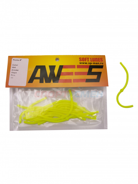 Приманка силиконовая AWEES Pasta 4" (уп.11шт) цв.желтый