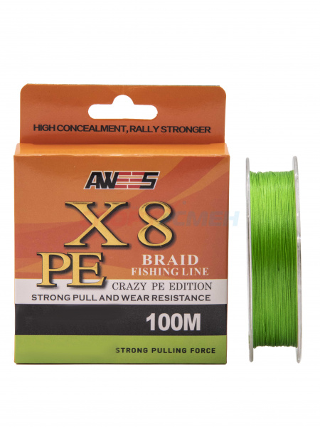 Шнур плетёный AWEES PE-X8 Light Green 100м.