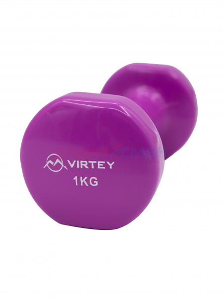 Гантель Virtey LKDB-504A виниловая 1кг pink