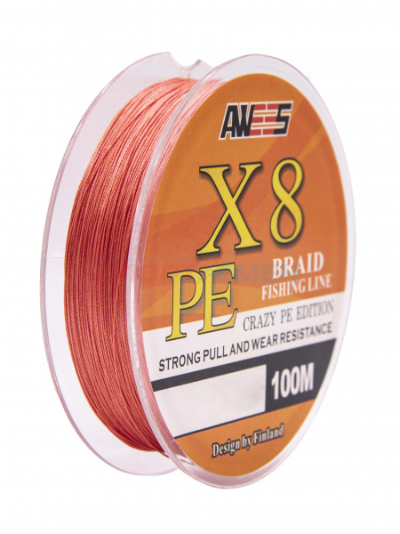 Шнур плетёный AWEES PE-X8 Orange 100м.