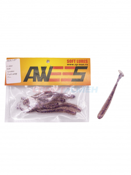 Приманка силиконовая AWEES Stick 3.5" (уп.7шт) цв.фиолетово-прозрачный