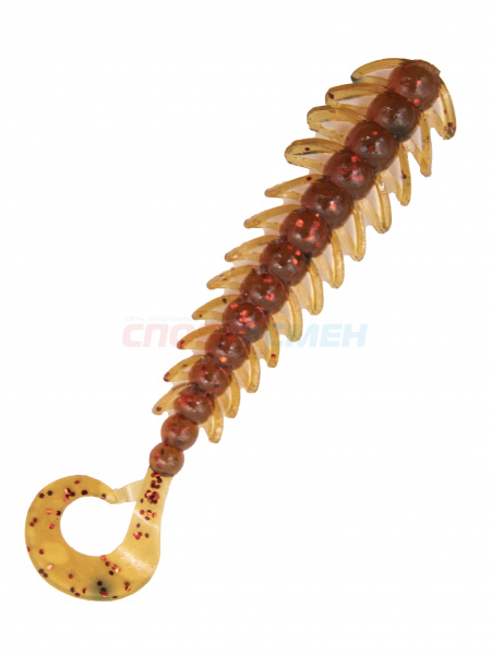 Приманка силиконовая AWEES Skolopendra 3" (уп.7шт) цв.коричнево-желтый