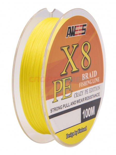 Шнур плетёный AWEES PE-X8 Yellow 100м.