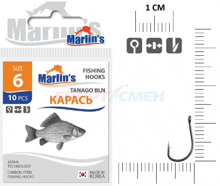 Крючки Marlin`s M0101BLN Карась TANAGO BLN (уп.10шт)