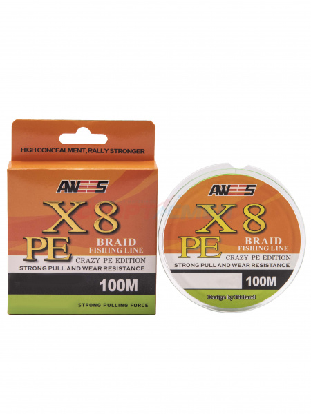 Шнур плетёный AWEES PE-X8 Light Green 100м.