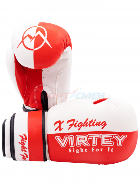 Перчатки боксерские Virtey BG06 X Fighting 6-14ун цв.красно-белый